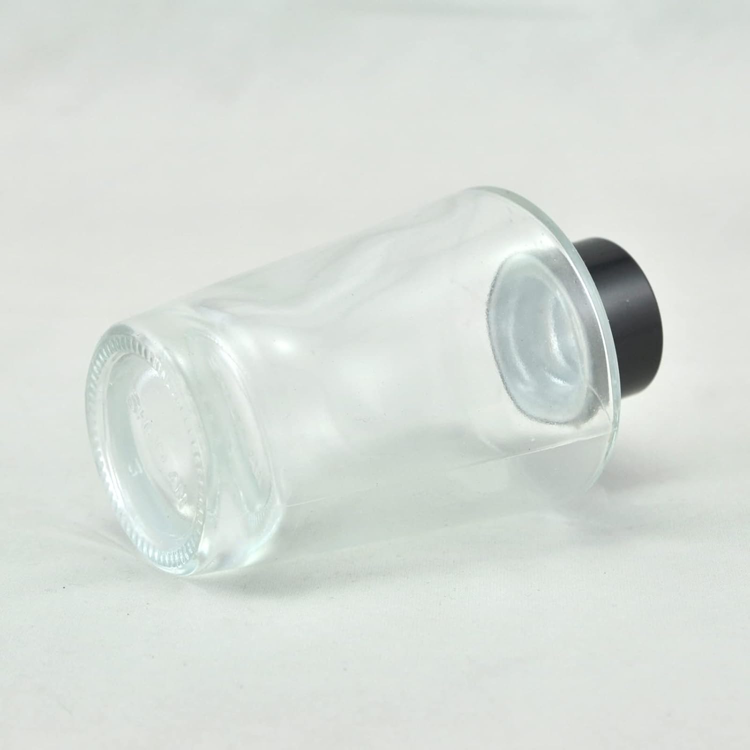 Set of 4 Inverted Cone Reed Diffuser Glass Bottles with Black Caps