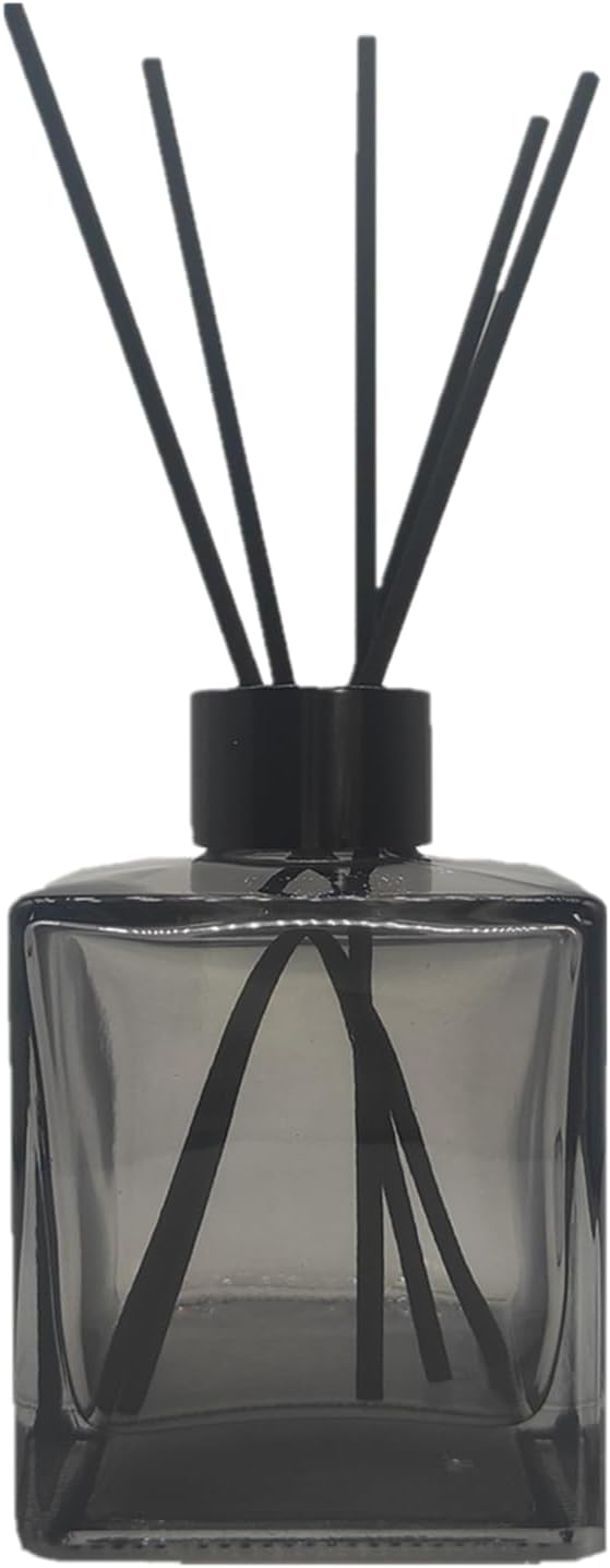 PimyRcyi Reed Diffuser Set 4pcs 200ml Square Glass Jar With Black Sticks For DIY Fragrance Replacement