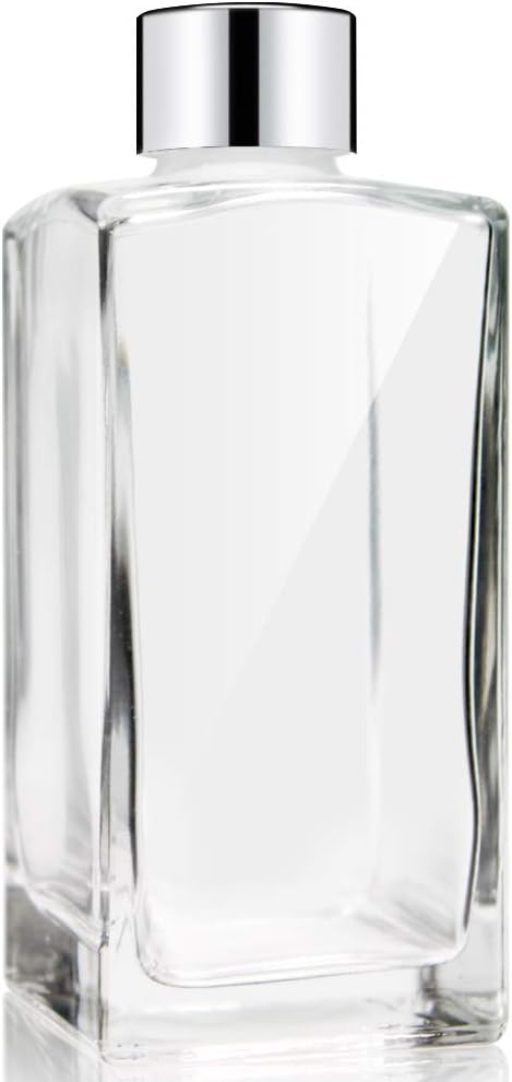 Set of 4 Glass Diffuser Bottles with Silver Caps - 55 Inches High