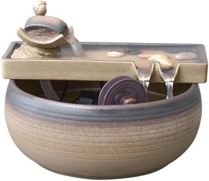 MOOWI Ceramic Tabletop Water Fountain for Wealth and Relaxation