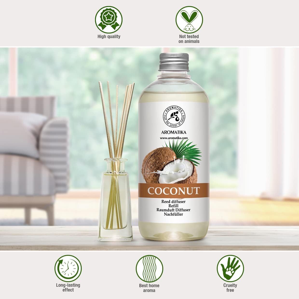 Coconut Reed Diffuser Refill 17 Fl Oz - Natural Home Fragrance