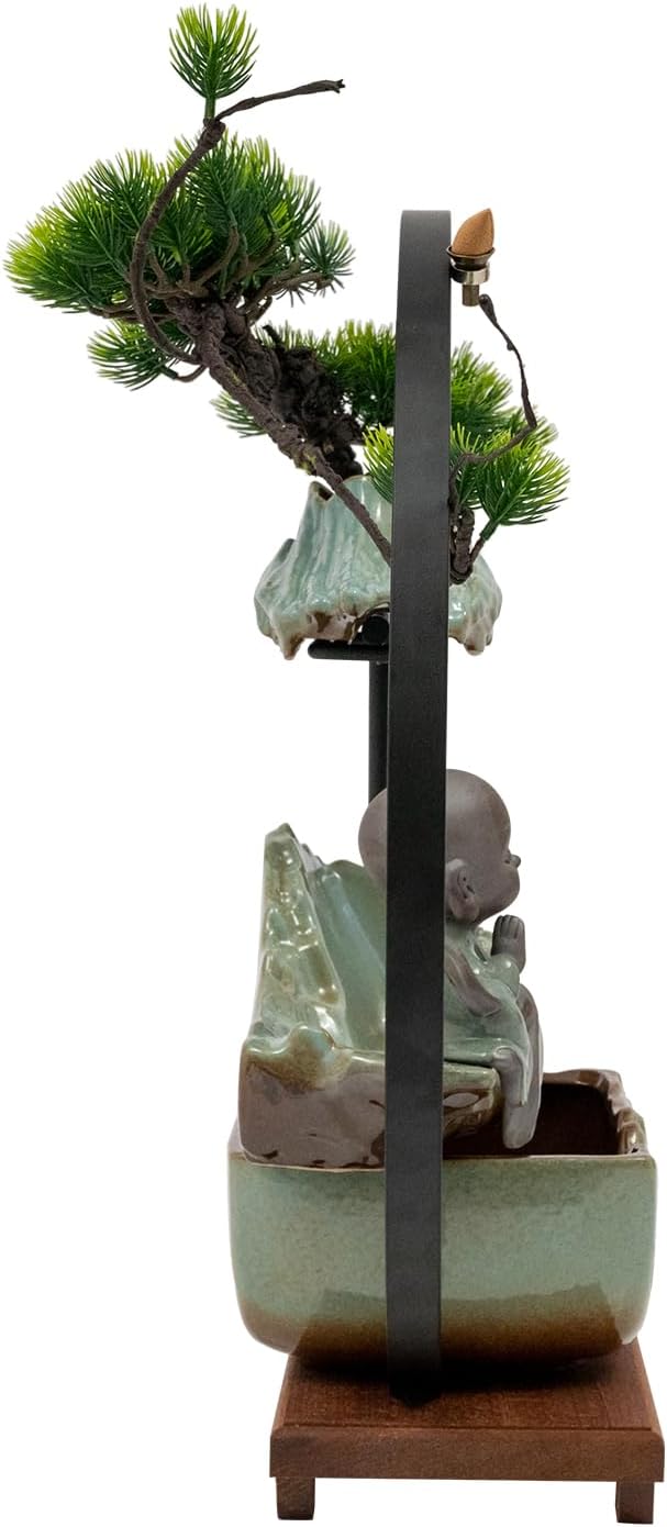 Big Fountain for Table Top - Indoor Waterfall with LED Light and Reflux Incense