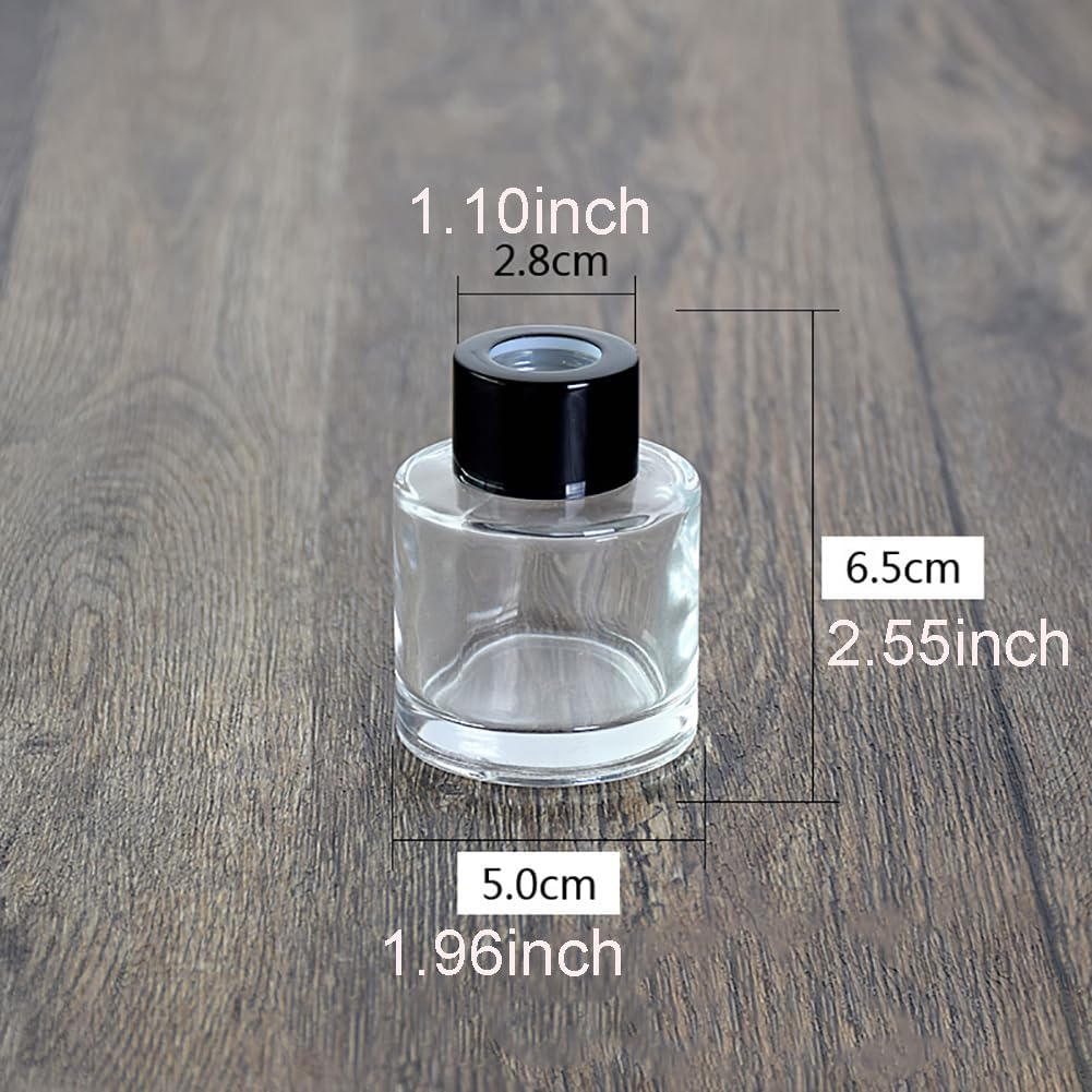 2pcs 50ml Clear Glass Diffuser Bottles