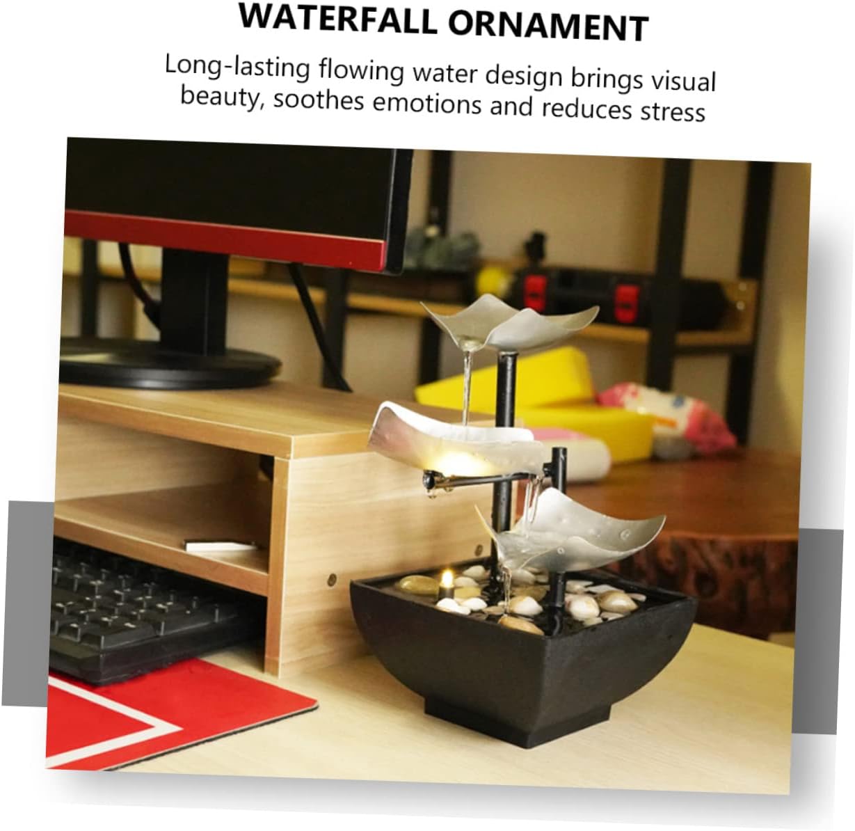 PRETYZOOM Waterfall Tabletop Fountain Indoor Decor
