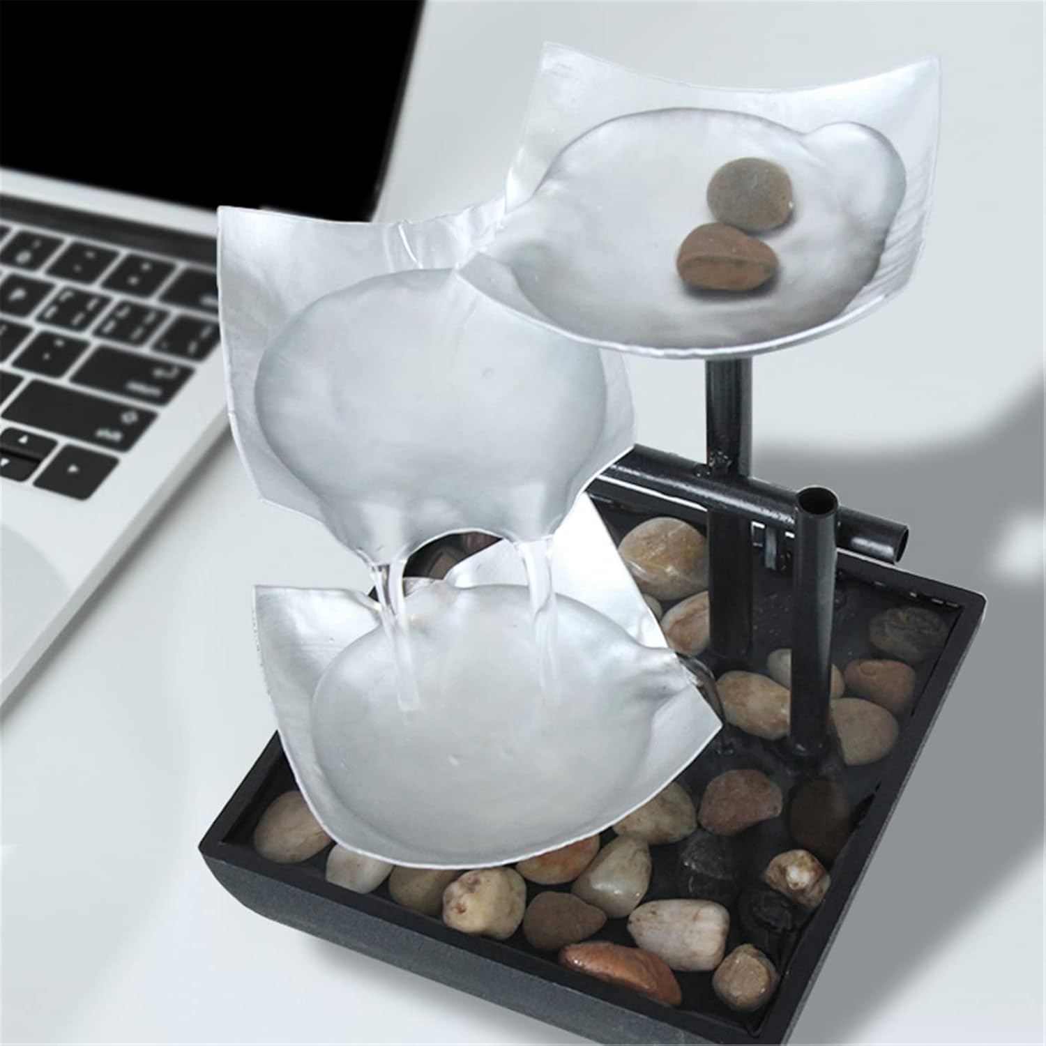 MEIMAY 3-Tier Tabletop Water Fountain with LED Light