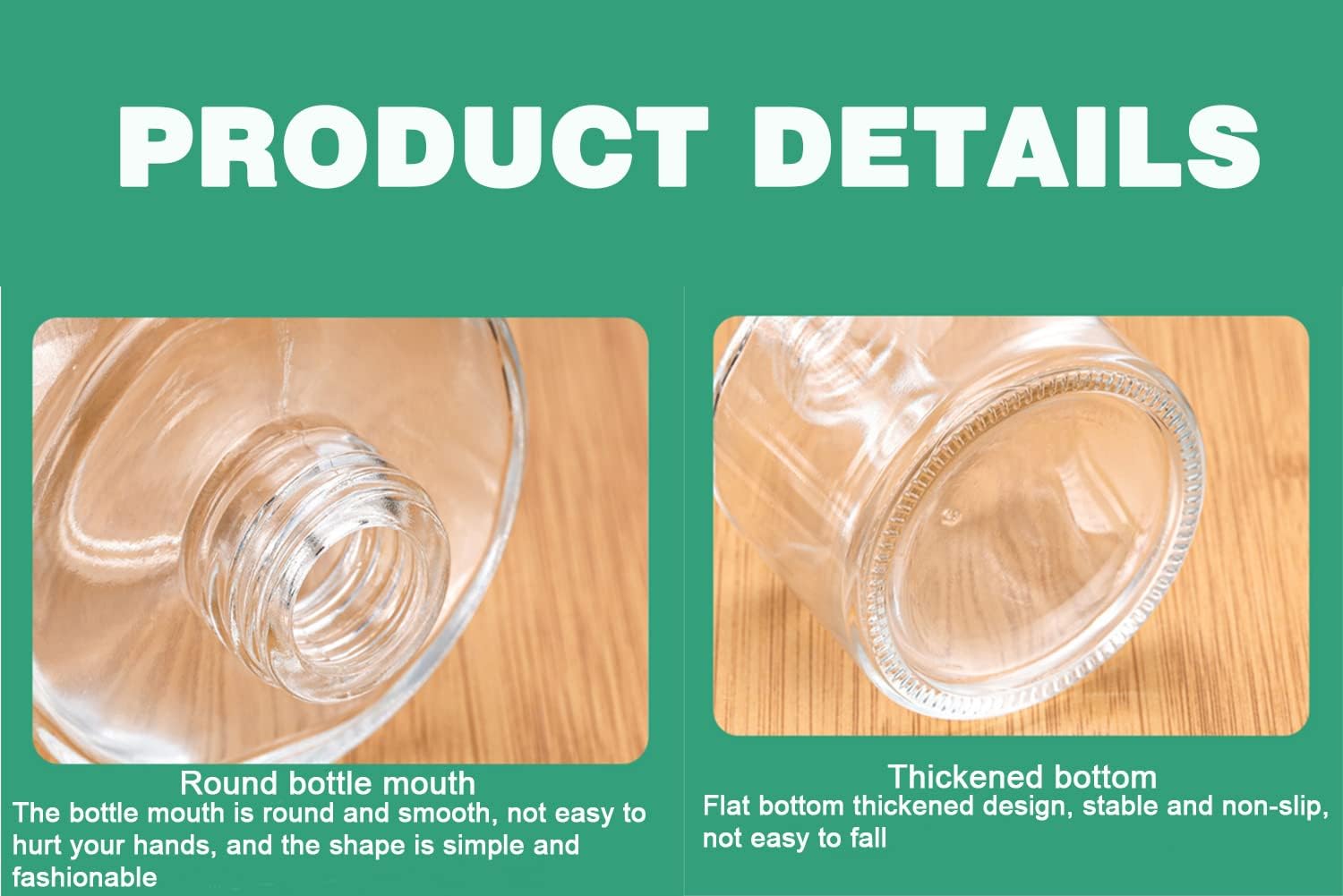 2PCS Clear Glass Diffuser Bottles with Black Caps