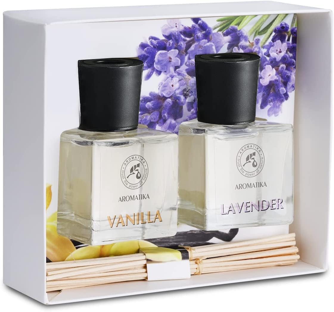 Vanilla Lavender Reed Diffuser Set with Essential Oil