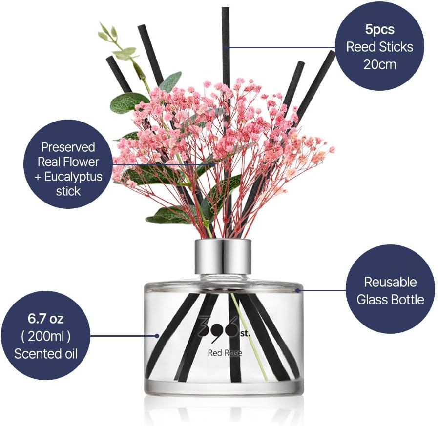 396 St Preserved Babys Breath Reed Diffuser Set Vanilla Lavender