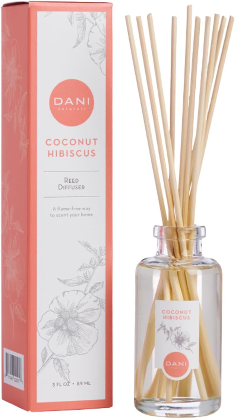 DANI Tropical Coconut Hibiscus Reed Diffuser Set - 10 Sticks 35 oz