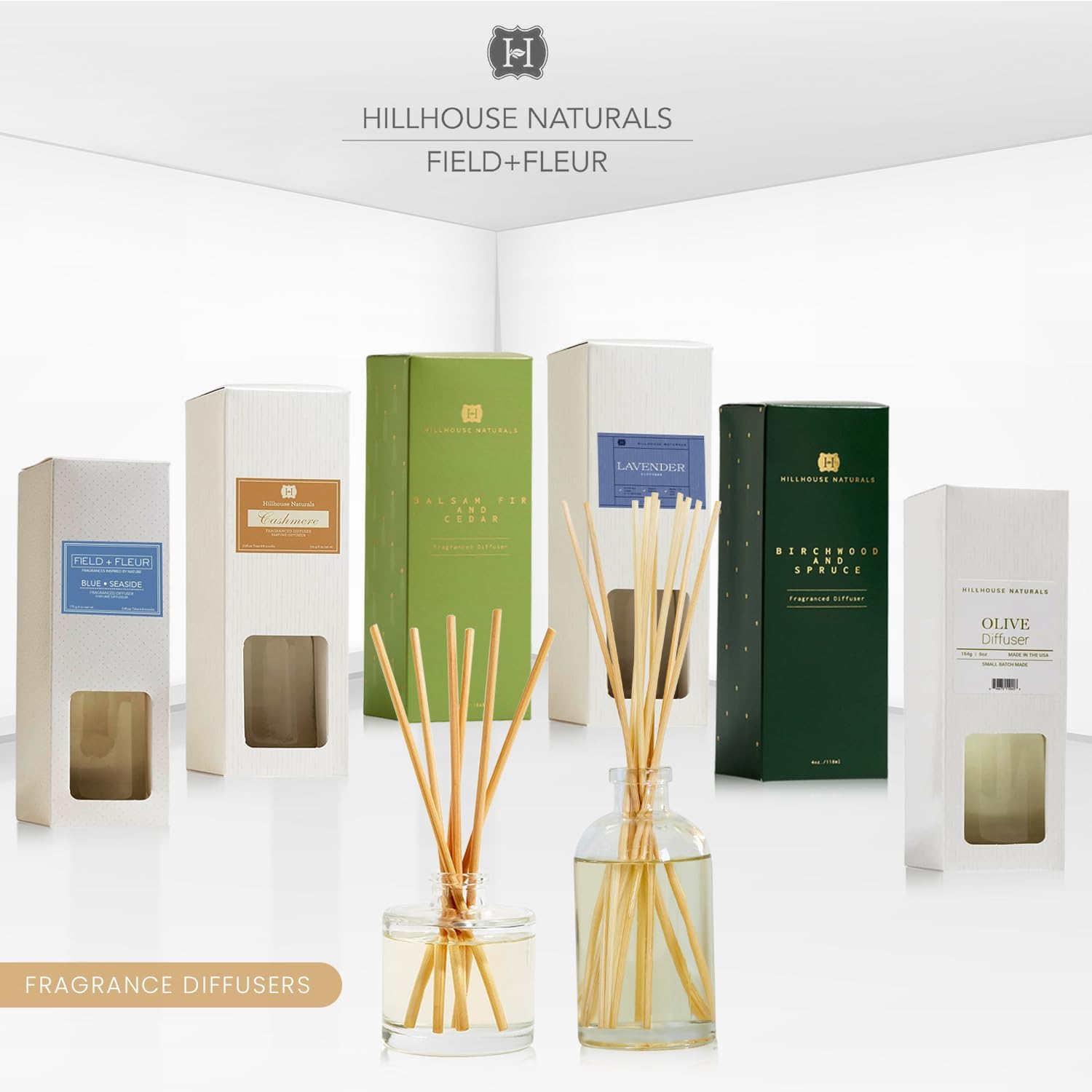 Hillhouse Naturals Reed Diffuser Set - Fresh Cut Balsam Pine Scent