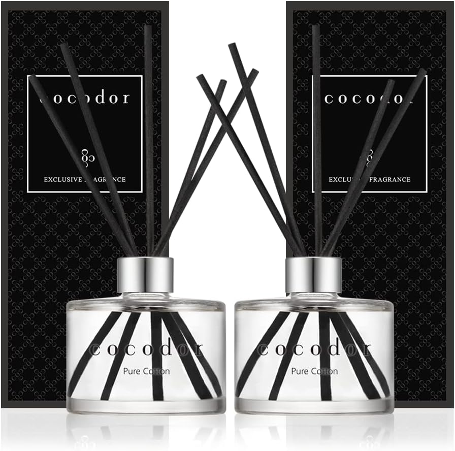 Cocodor Reed Diffuser 2 Pack Black Glass Cotton Core