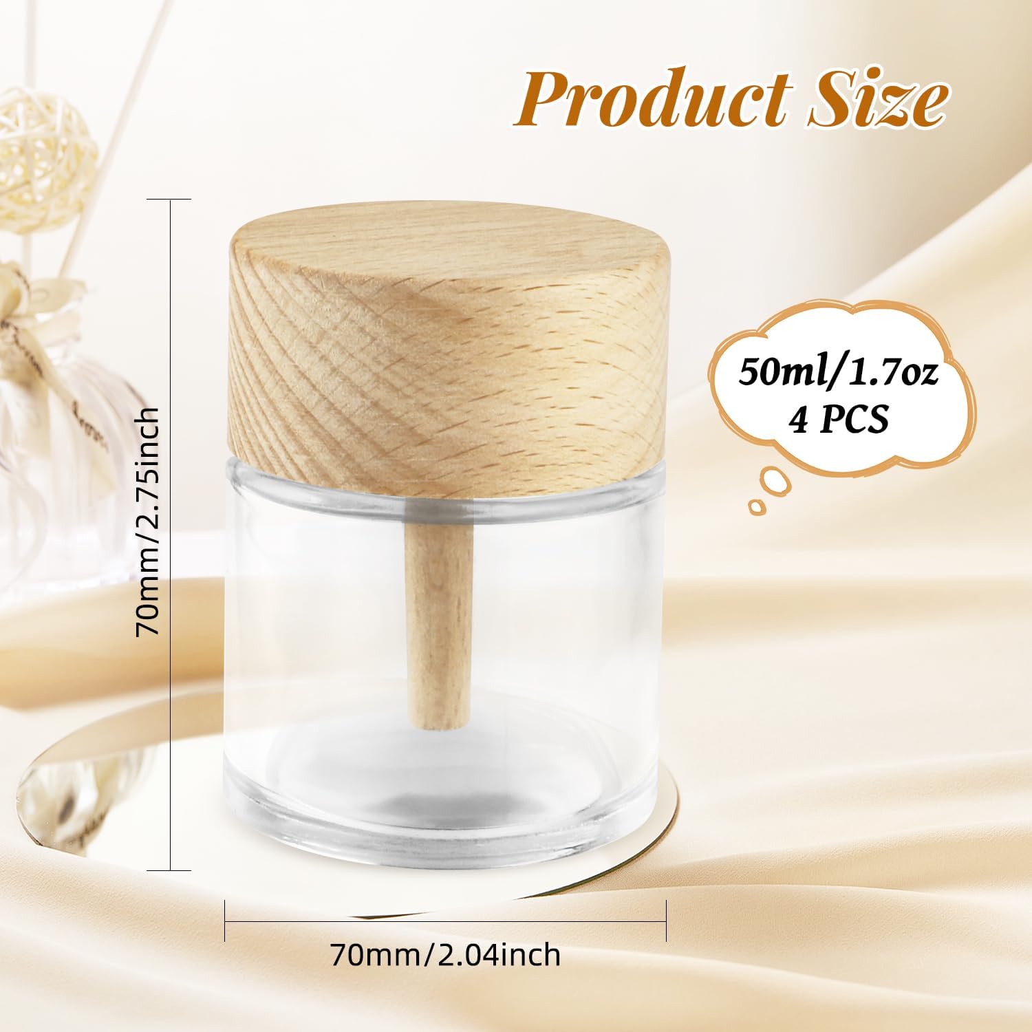 BOSMIOW 4 Piece Clear Glass Reed Diffuser Set