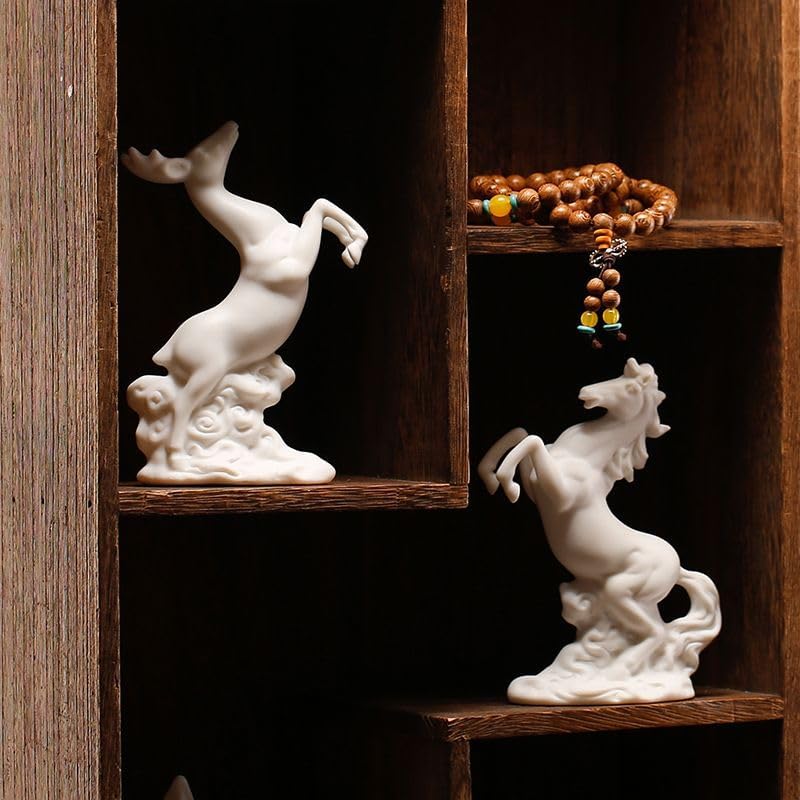 Ecqizer One Deer Rising White Ceramic Ornament