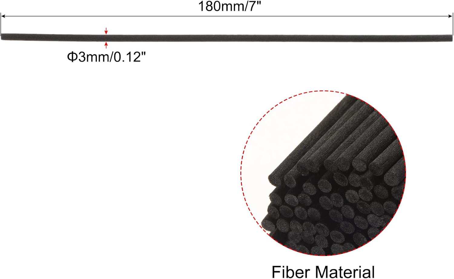 MECCANIXITY Fiber Reed Diffuser Sticks 180x3mm Black Pack of 100