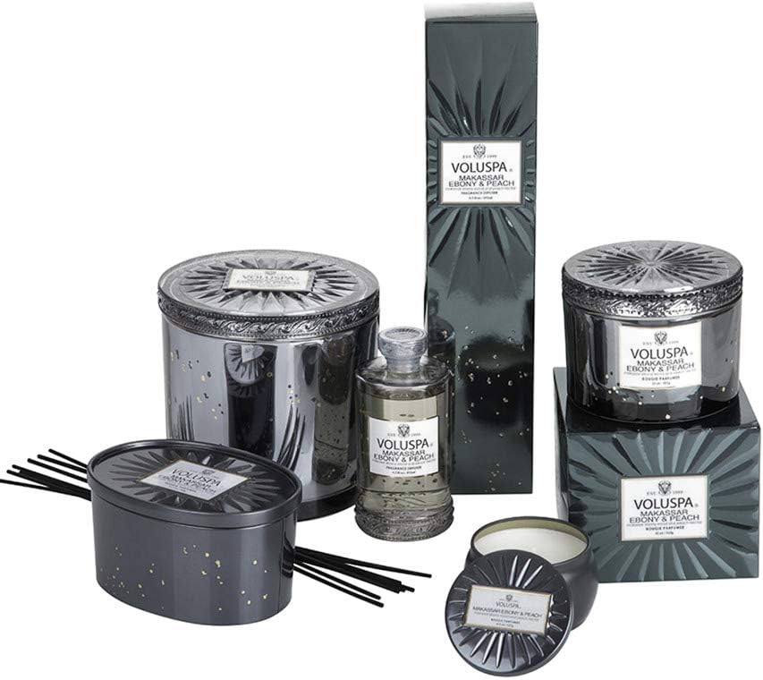 Voluspa Makassar Ebony Peach Reed Diffuser Set