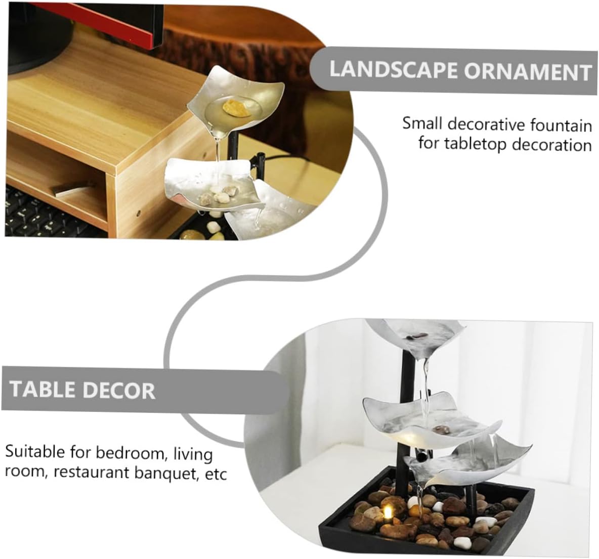 PRETYZOOM Waterfall Tabletop Fountain Indoor Decor