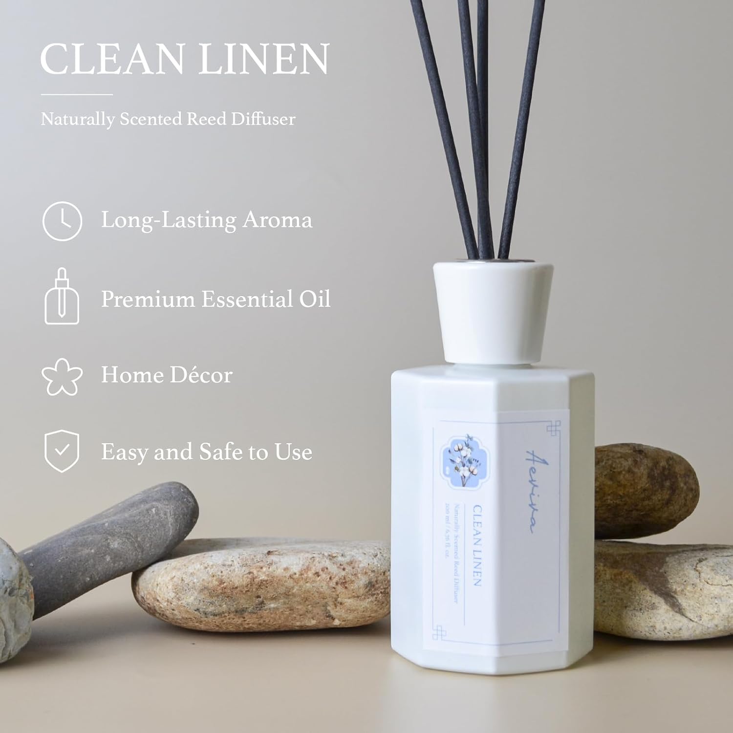 Aeviva Reed Diffuser Set 67 oz Clean Linen Scent