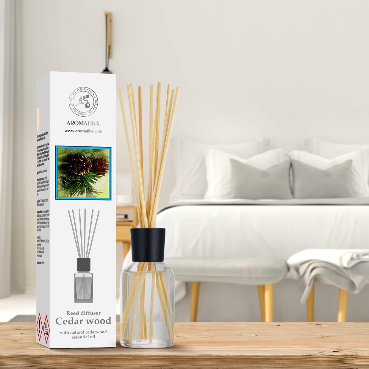 Cedarwood Reed Diffuser 34 Fl Oz - Natural Aromatherapy Set