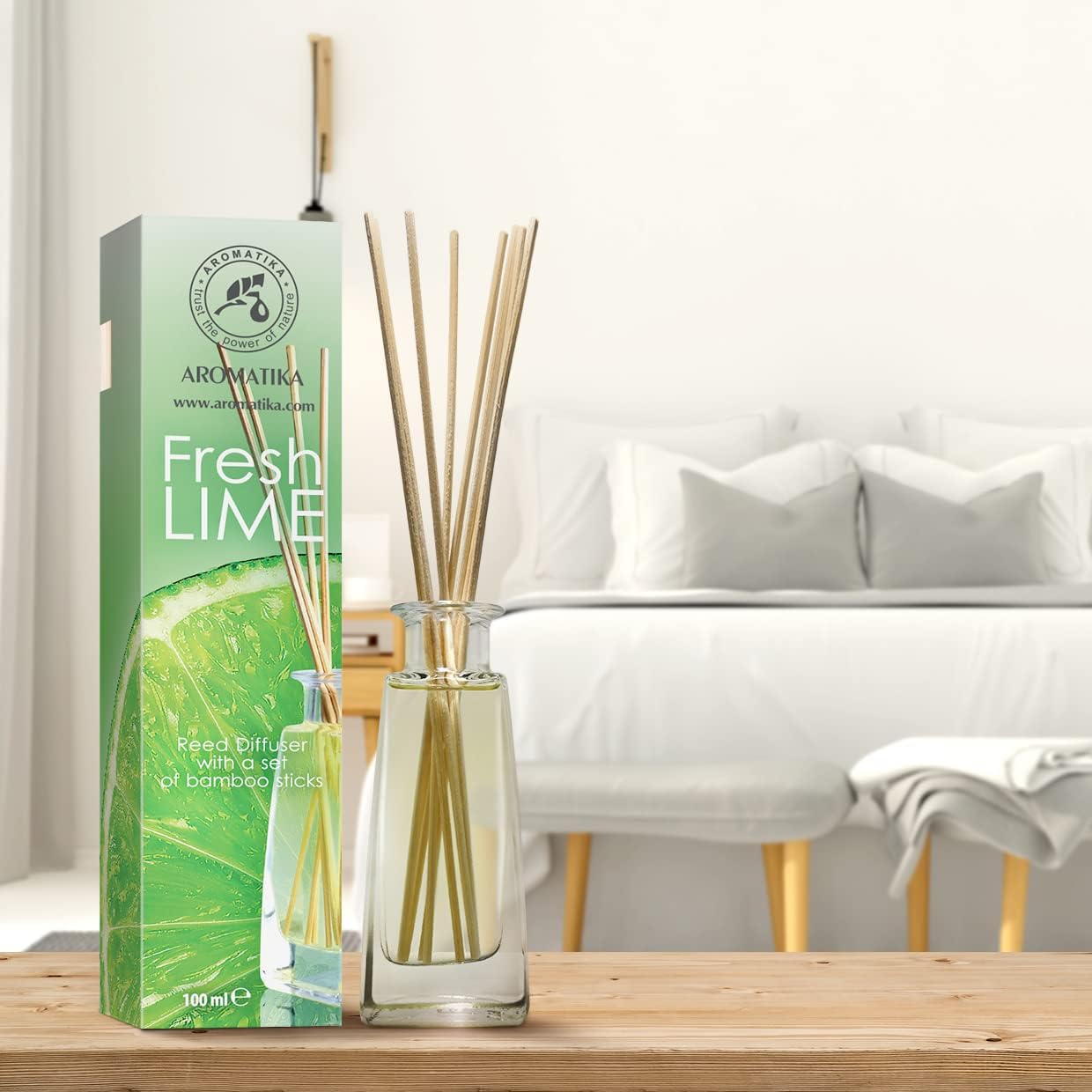 AROMATIKA Lime Reed Diffuser Set 34 Fl Oz