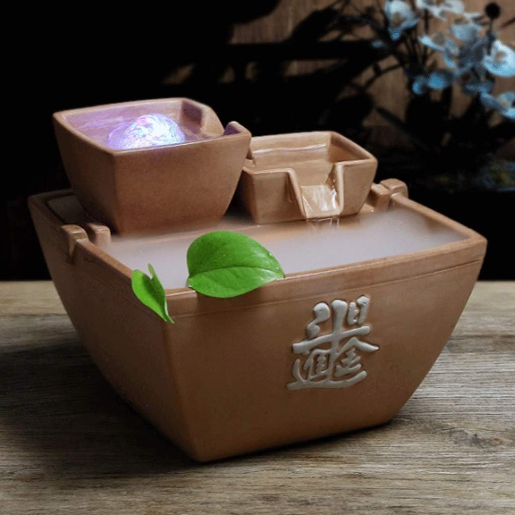 FXJ Ceramic Tabletop Fountain for Home Office Relaxation