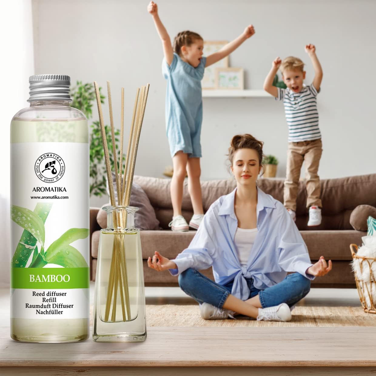 Bamboo Refill Reed Diffuser with Lemongrass Oil 68 Fl Oz