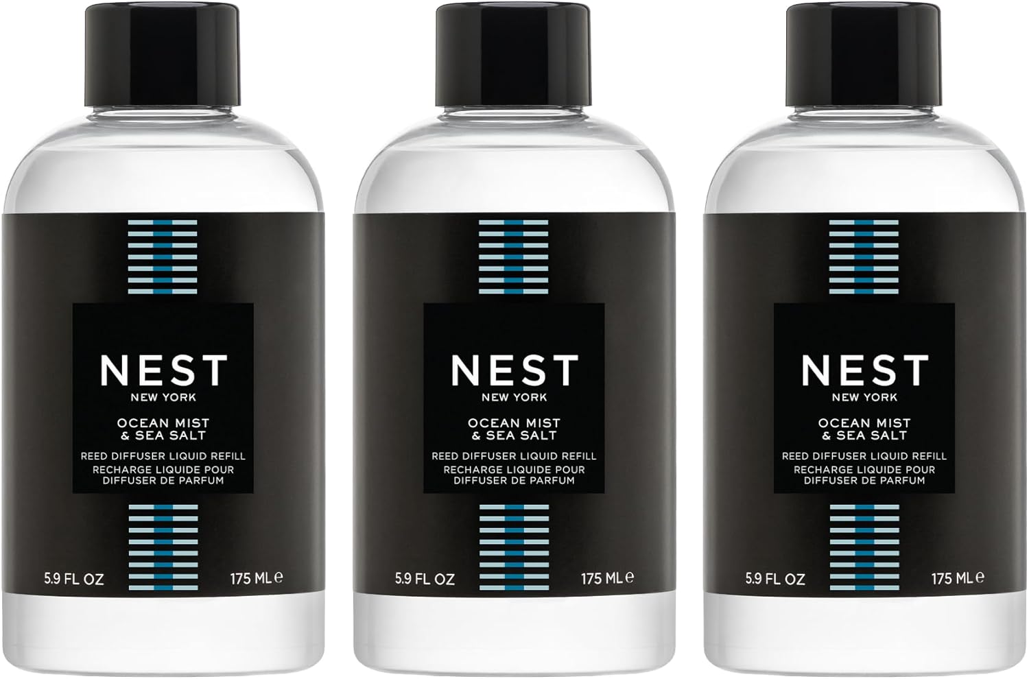 NEST New York Reed Diffuser Liquid Refill Bundle Ocean Mist Sea Salt 3-Pack