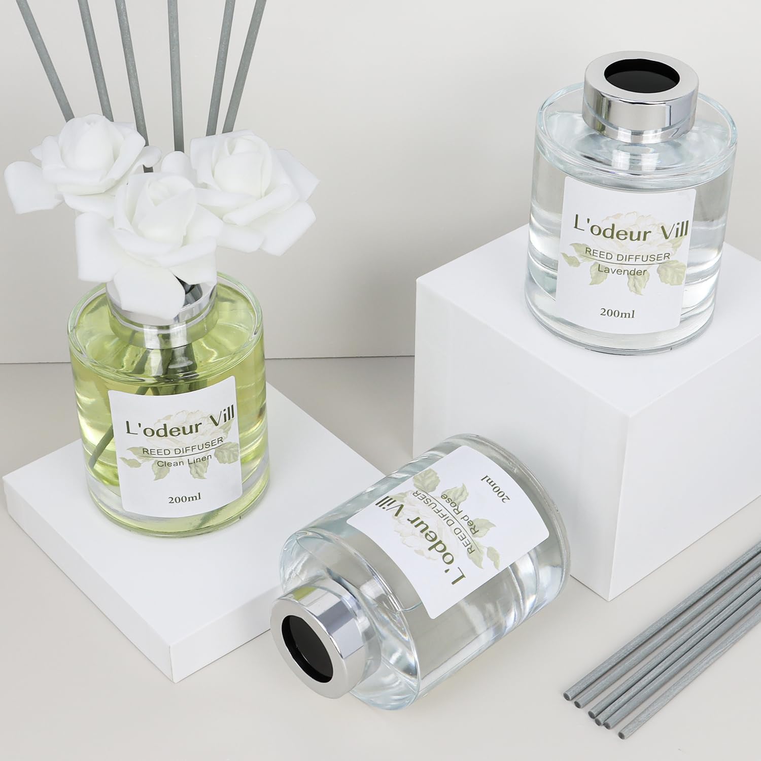 Lodeur Vill Reed Diffuser Set 67 oz Clean Linen Scent