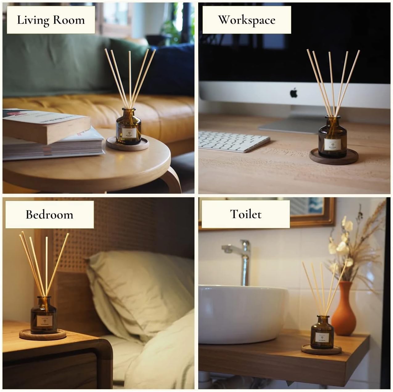 PRISTINE Reed Diffuser Set with Lavender and Amber Scent