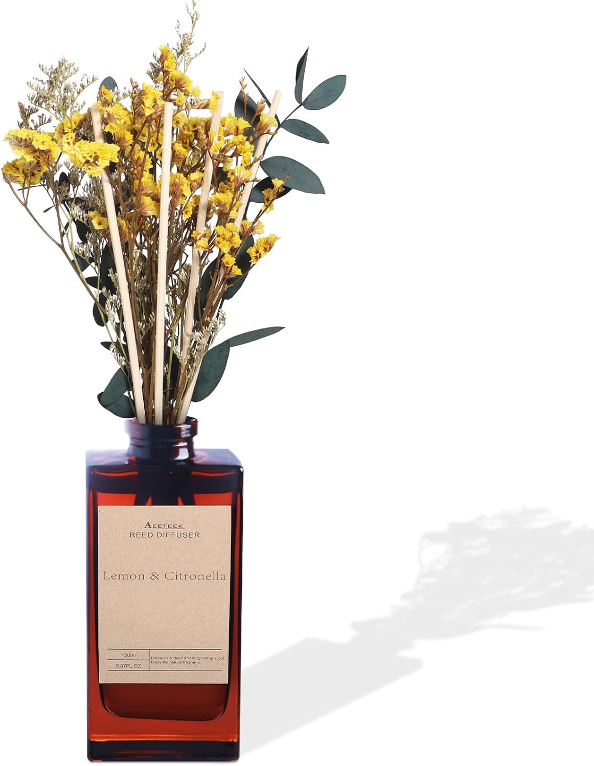 Lemon Citronella Reed Diffuser Set with Flower Decor