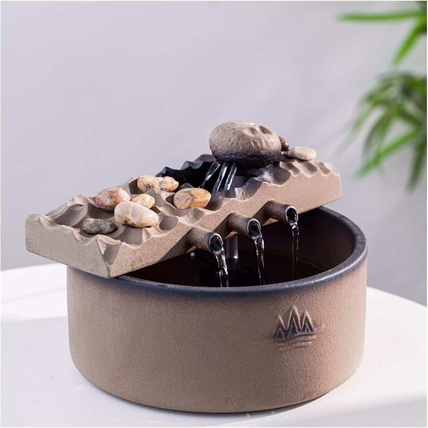 Ceramic Tabletop Fountain with Water Pump and Mist Machine