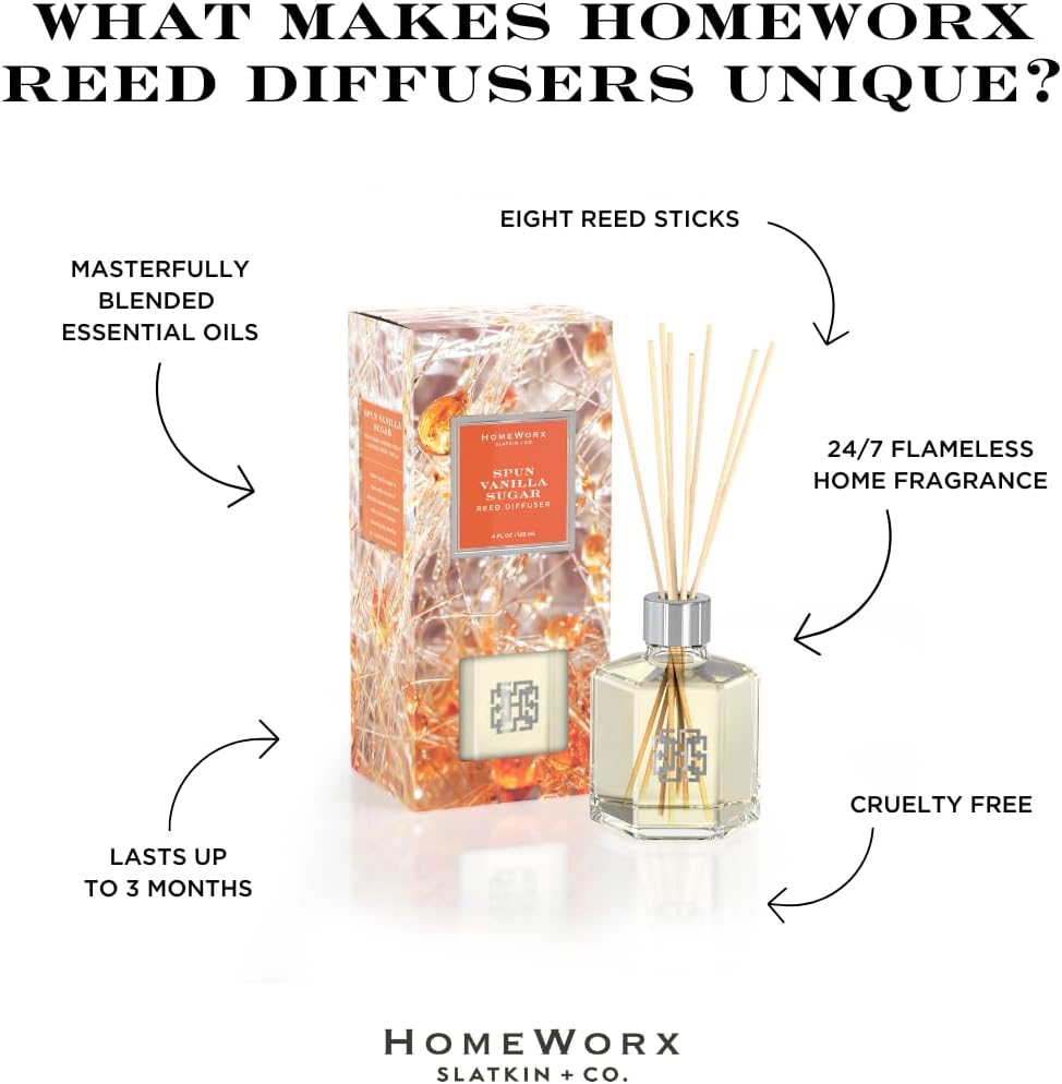 HomeWorx by SLATKIN CO Spun Vanilla Sugar Reed Diffuser