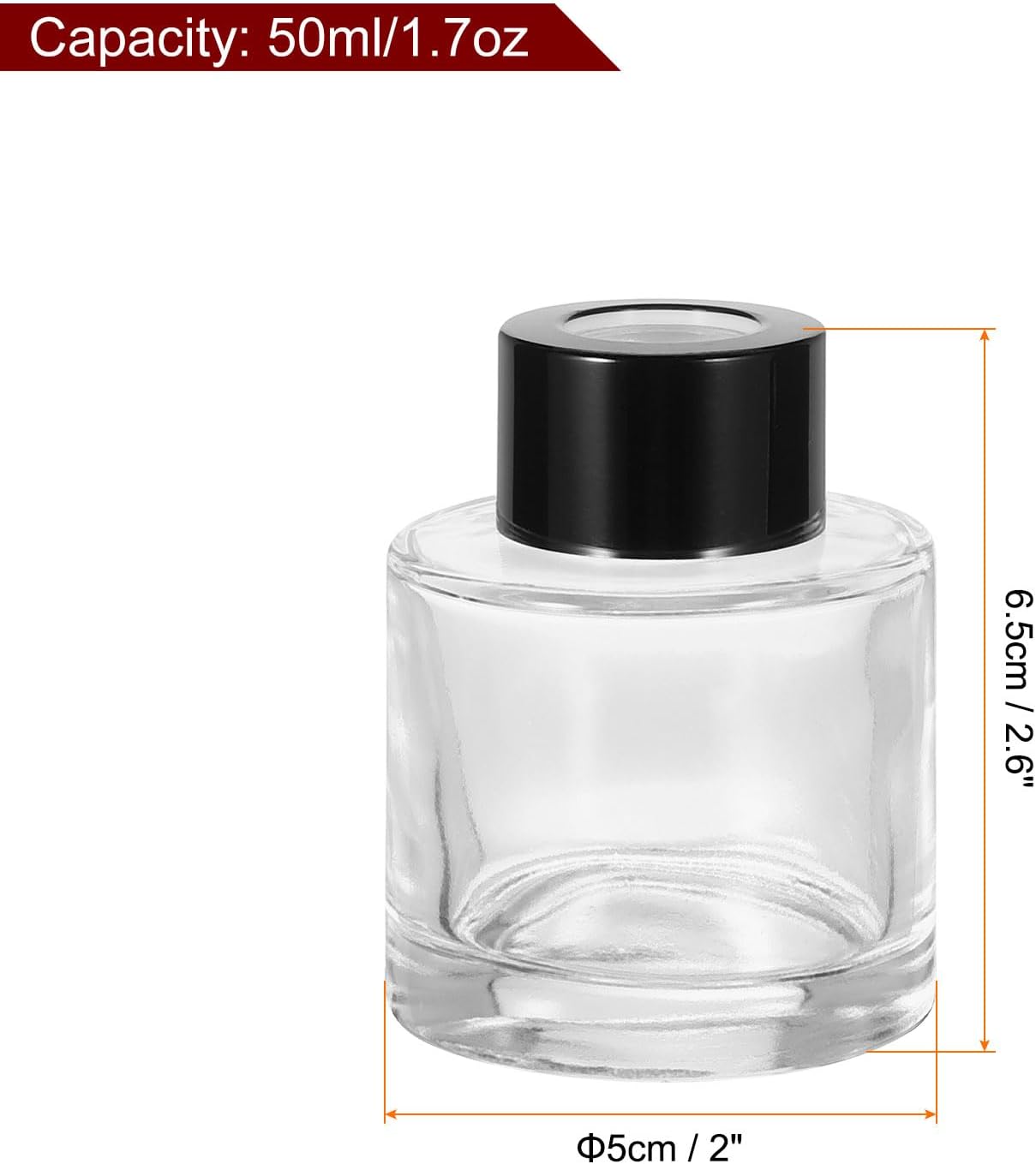 HARFINGTON 50ml Glass Diffuser Bottle Refillable Aromatherapy Container