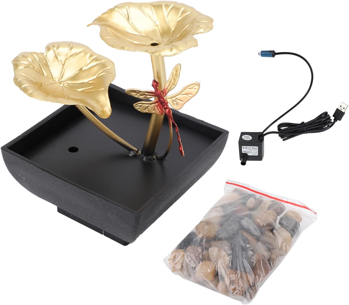 Leaf Dragonfly USB Tabletop Fountain with LED Light