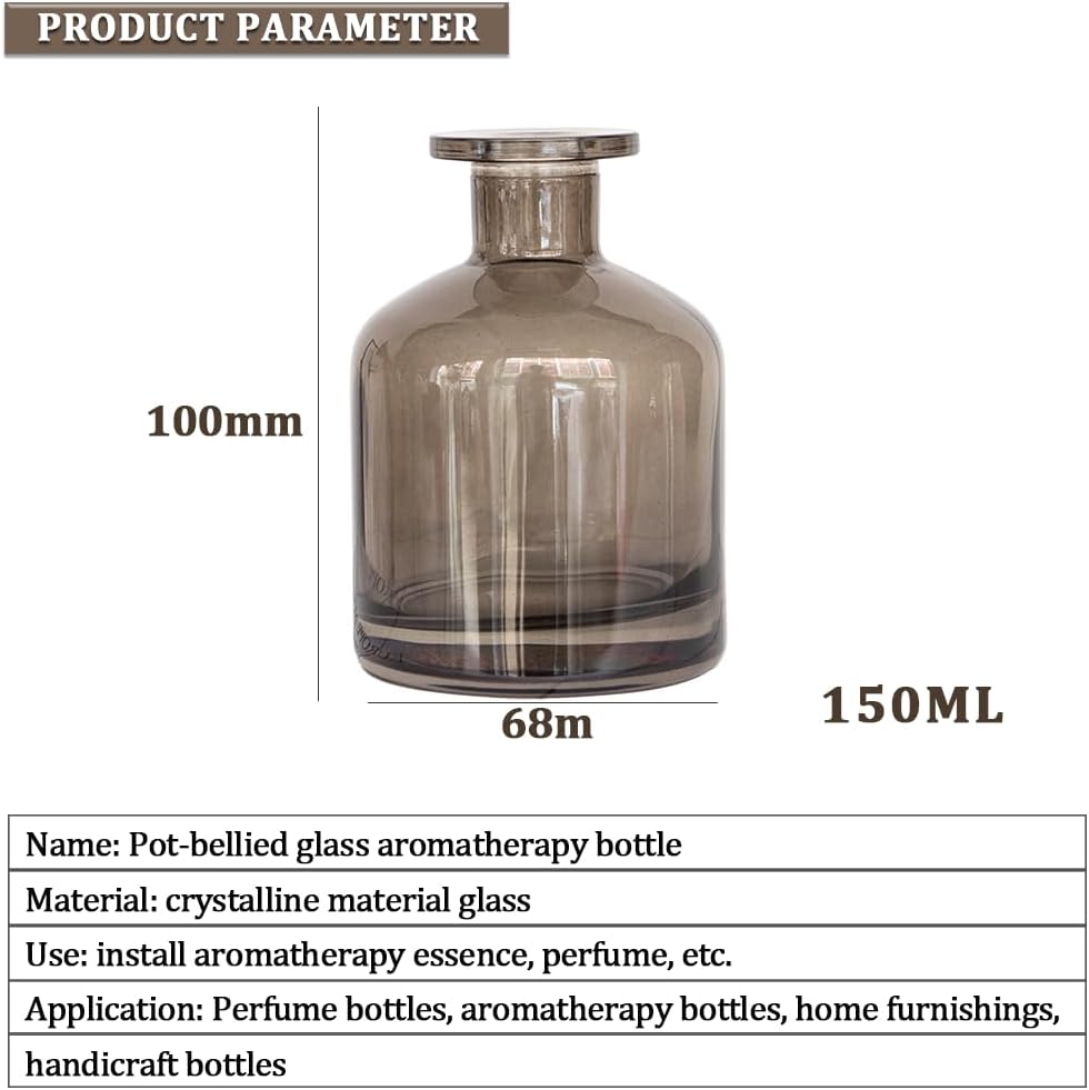 Grey 150ML Glass Diffuser Bottle Jar Vase