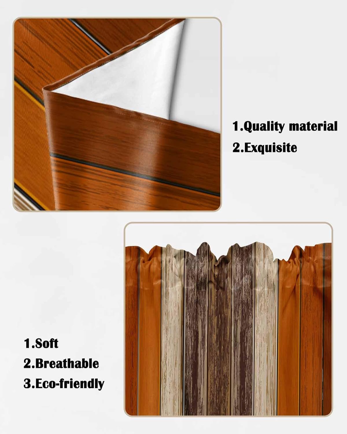 Farmhouse Burnt Orange Valance with 2 Panels for Windows