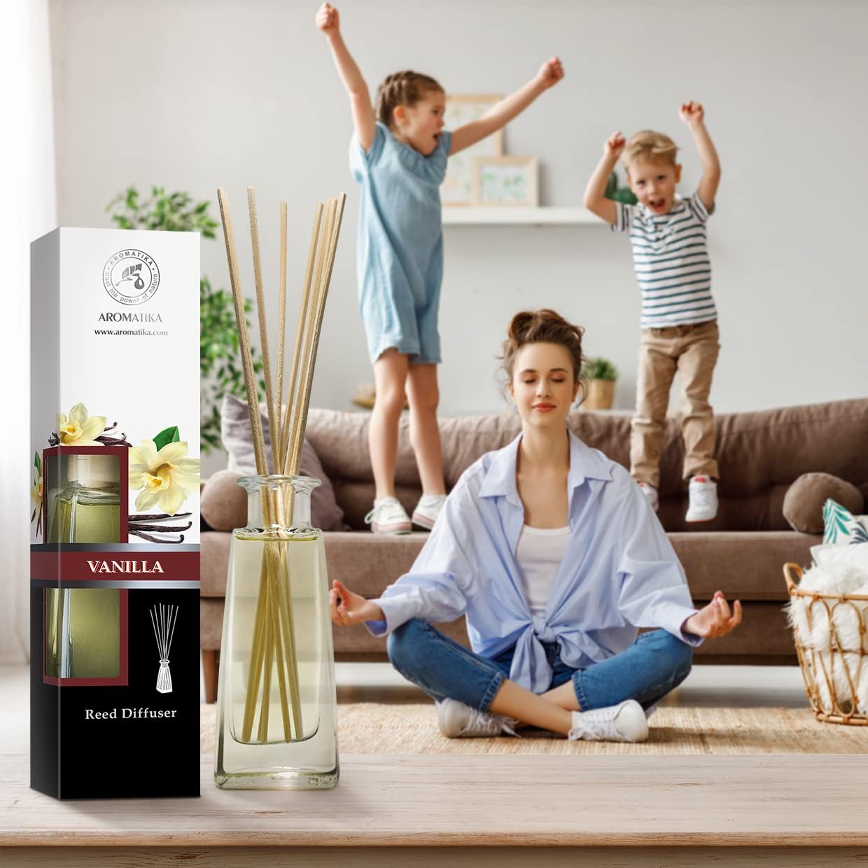 Vanilla Essential Oil Reed Diffuser Set - 3 x 100ml