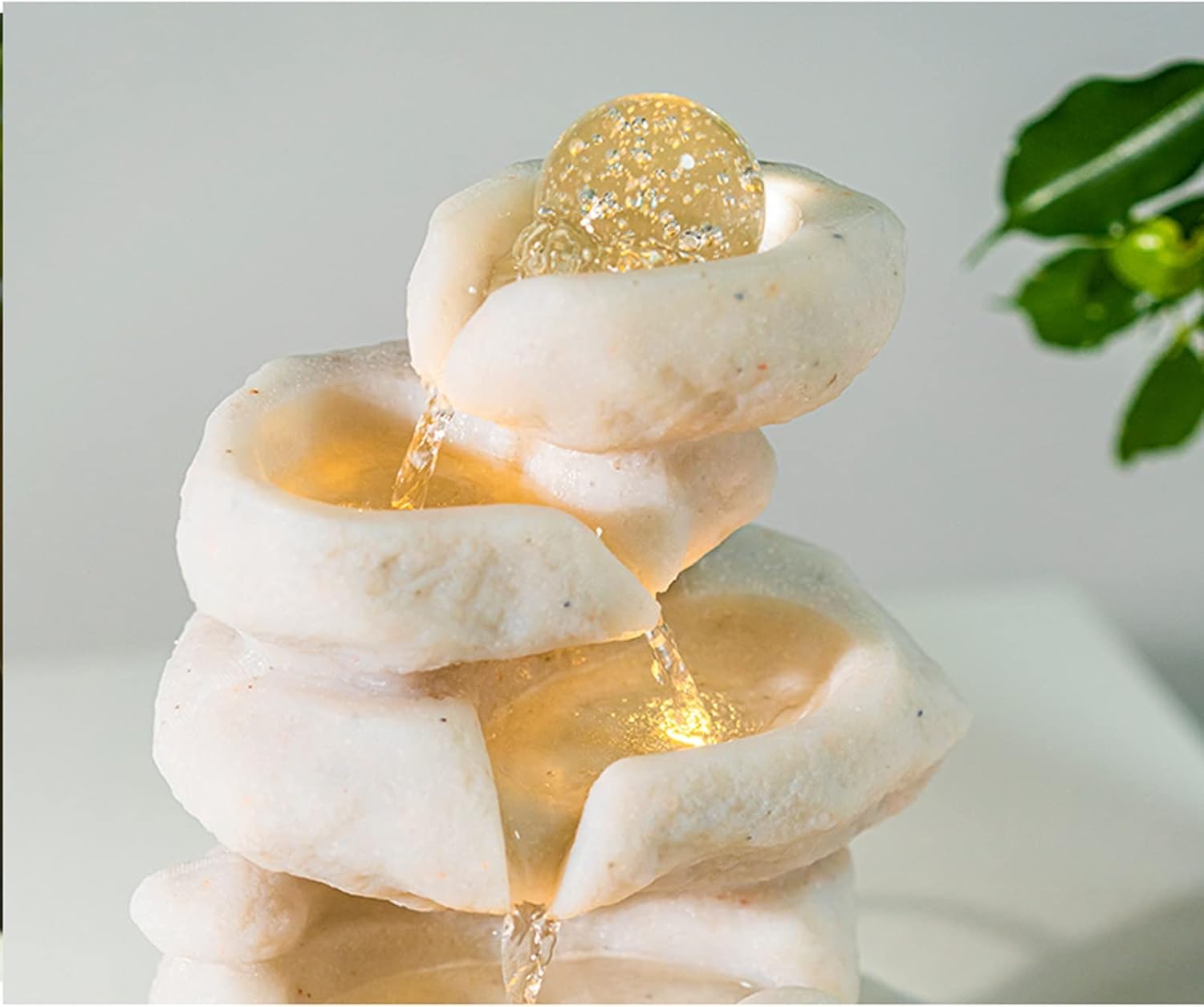 Desktop Fountain with LED Lights and Soothing Waterfall Sound