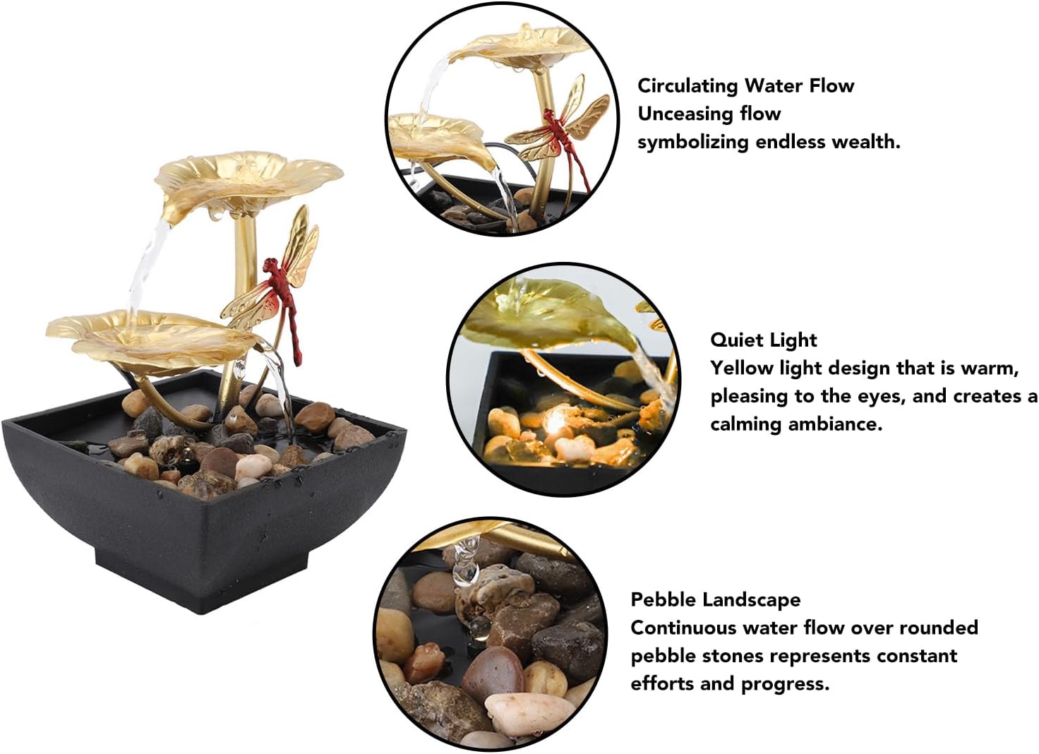 Leaf Dragonfly USB Tabletop Fountain with LED Light