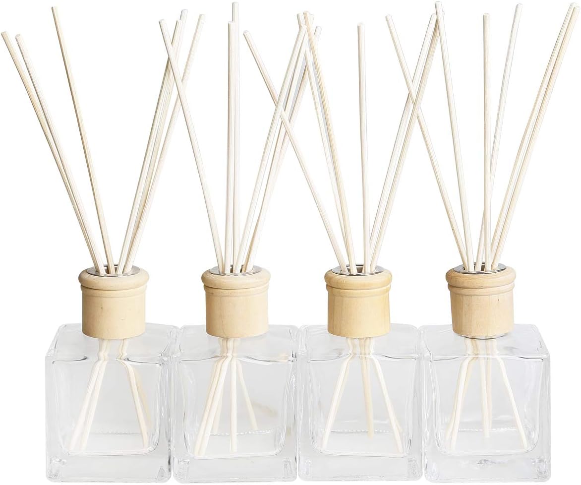 Crazy Huayi Reed Diffuser Set of 4 Glass Bottles with Rattan Sticks 200ml