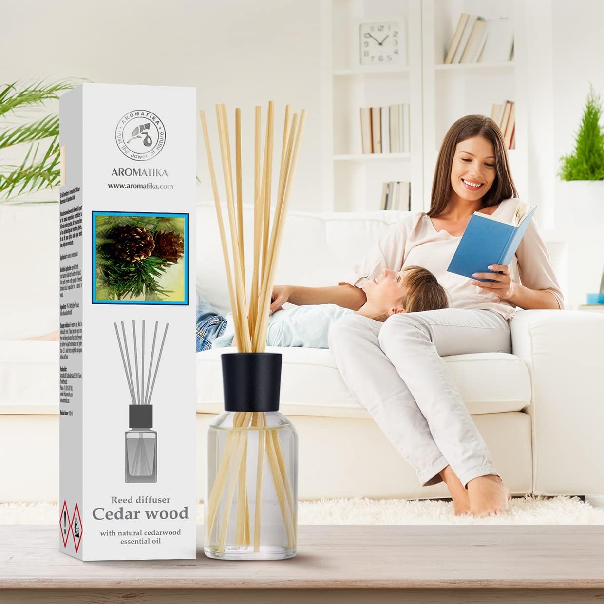Cedarwood Reed Diffuser 34 Fl Oz - Natural Aromatherapy Set
