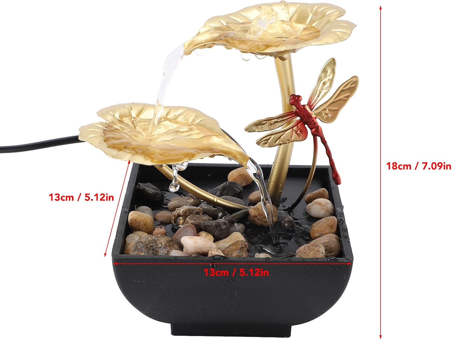 Tabletop Fountain with LED Light and Stones