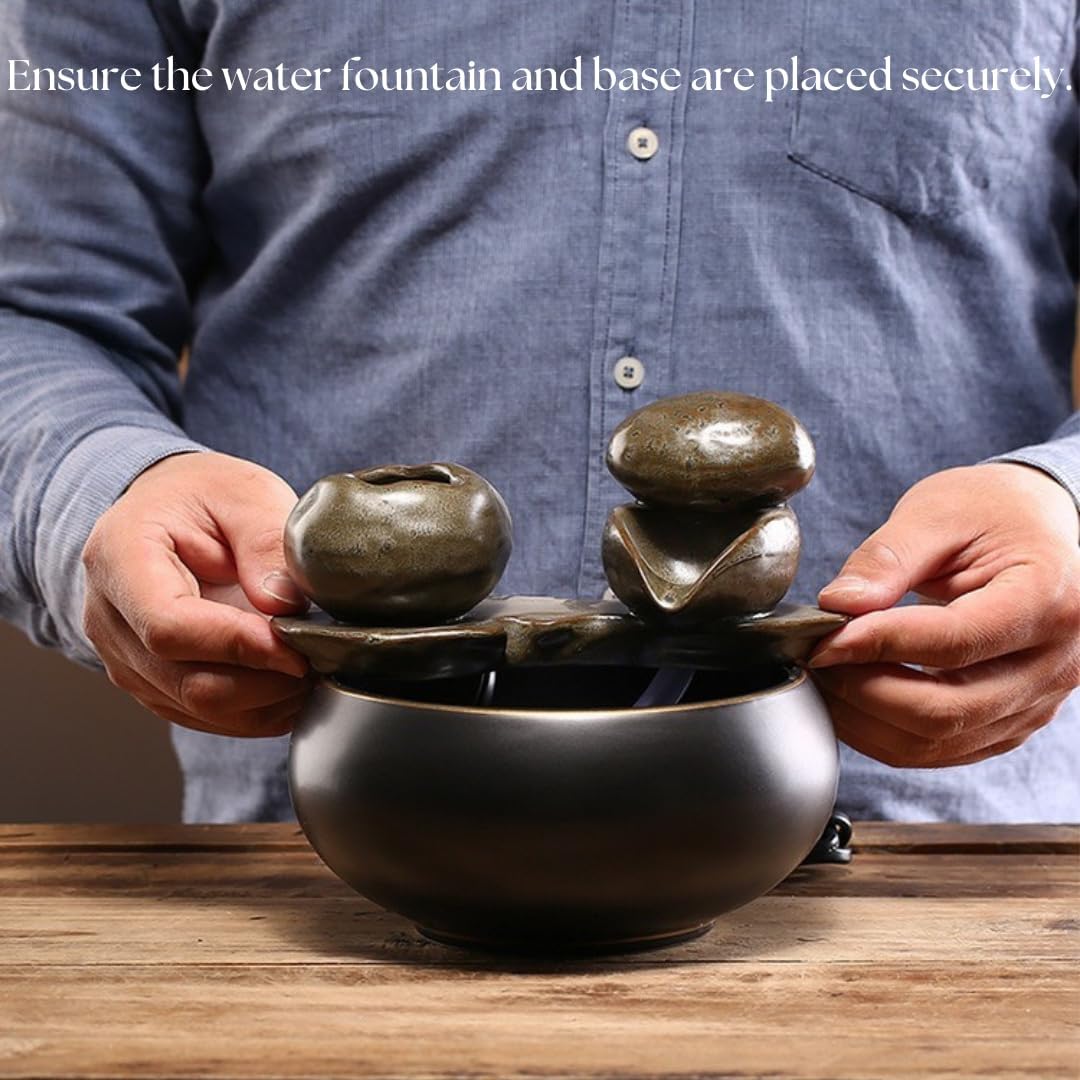 Zen Ceramic Water Fountain with Plant Holder