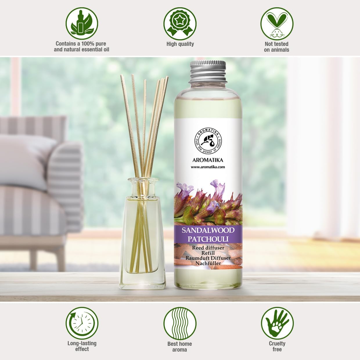 Sandalwood Patchouli Reed Diffuser Refill 64 FL Oz