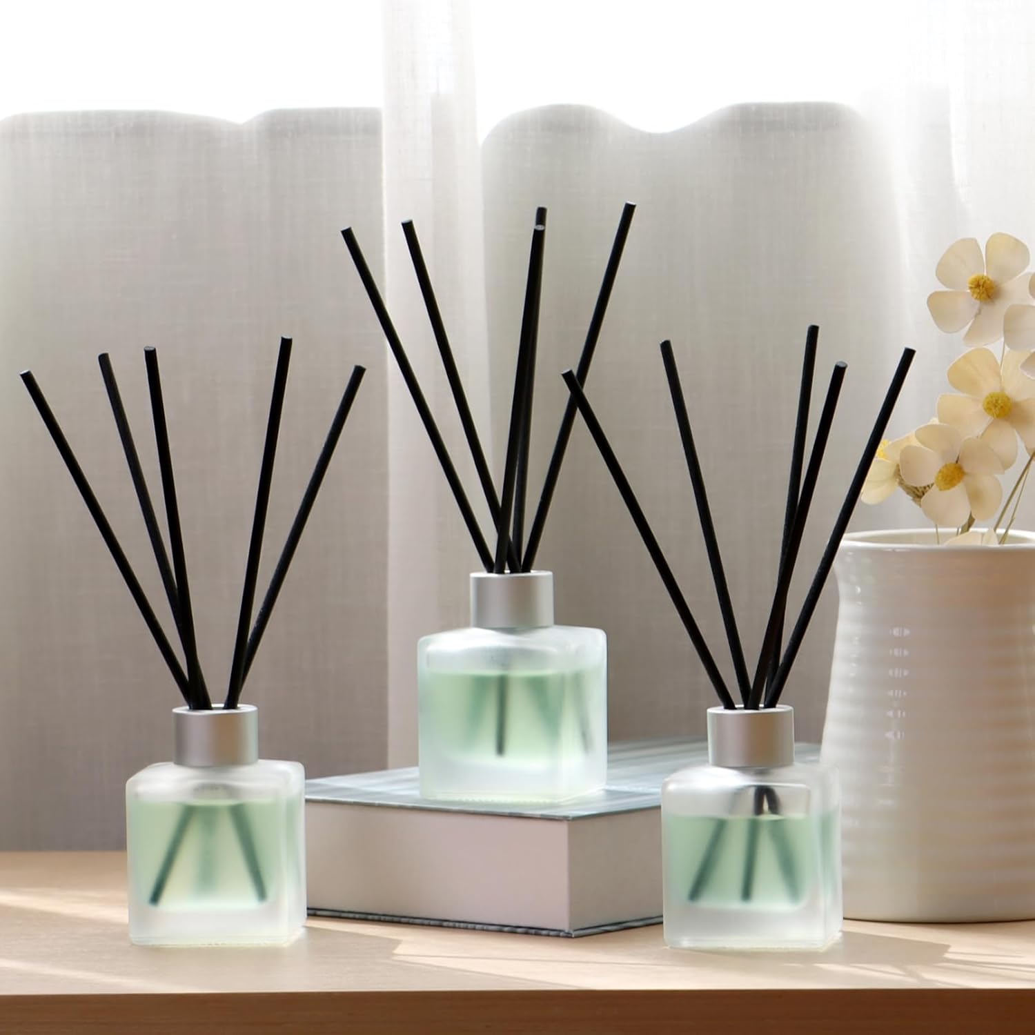 3-Pack Reed Diffuser Set with Rose Lemon Jasmine Essential Oils