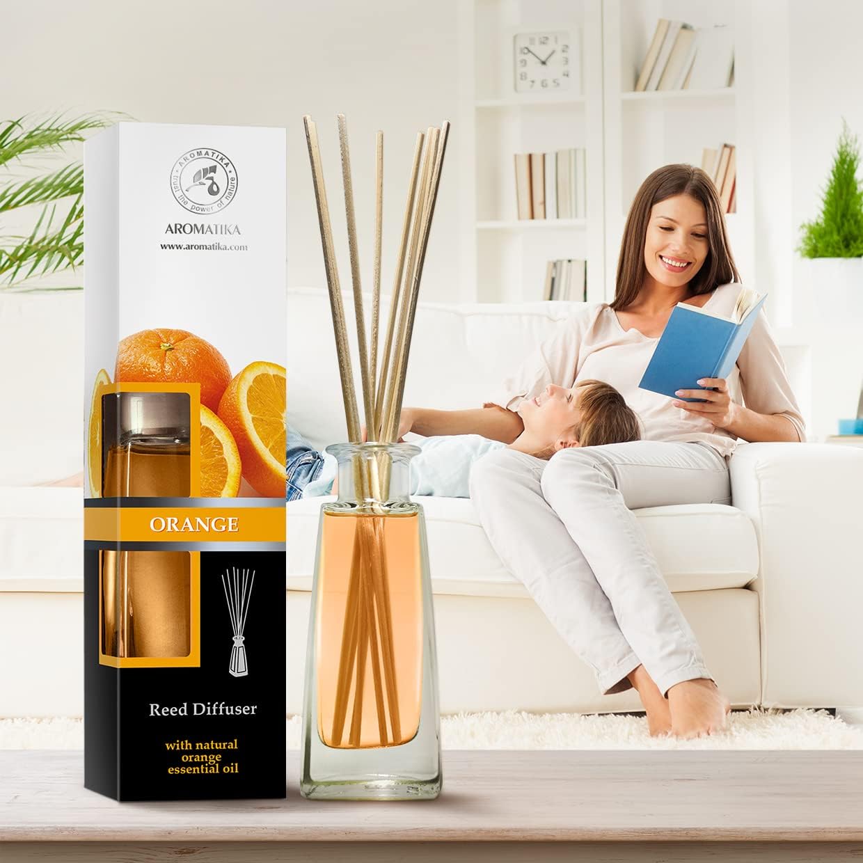 Orange Diffuser with Essential Oil 34 Fl Oz Set