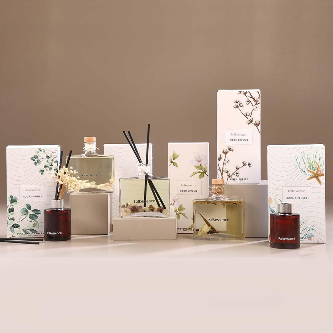 Folkulture Reed Diffusers for Home with 5 Sticks