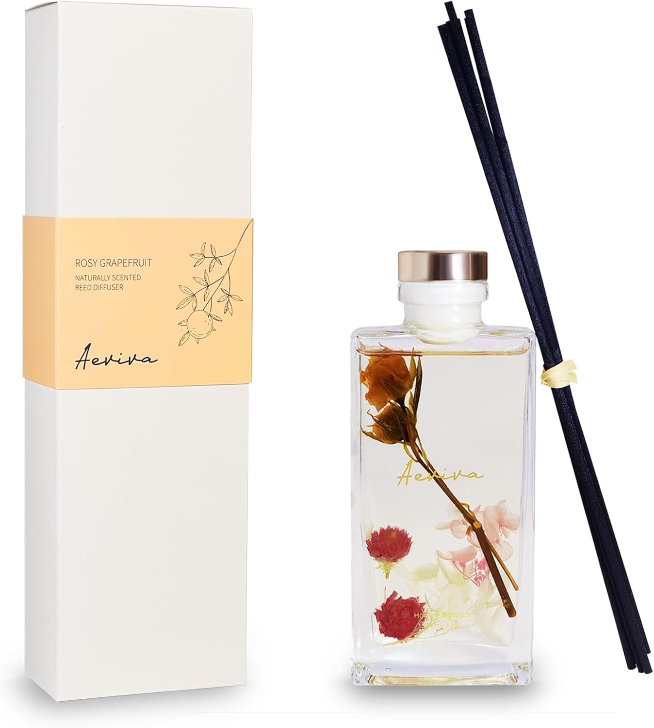 Aeviva Reed Diffuser Set 5 Fl Oz Rose Grapefruit Scent