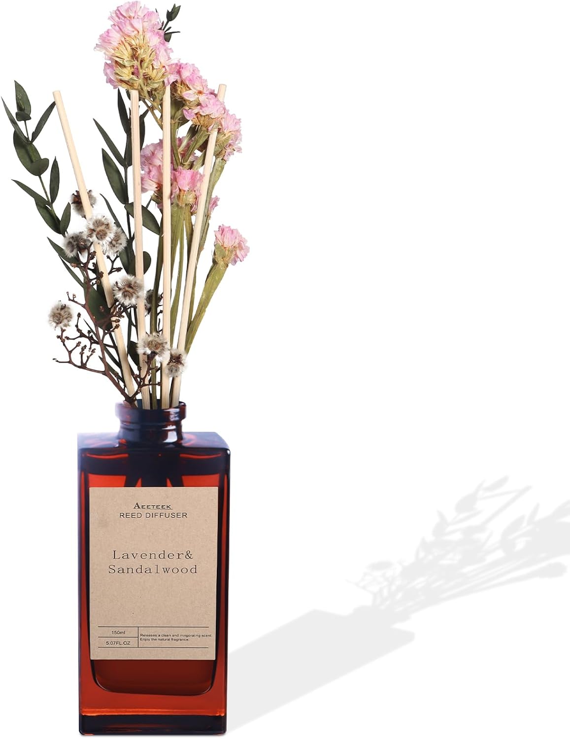 Lavender Sandalwood Reed Diffuser Set with Flower Decoration