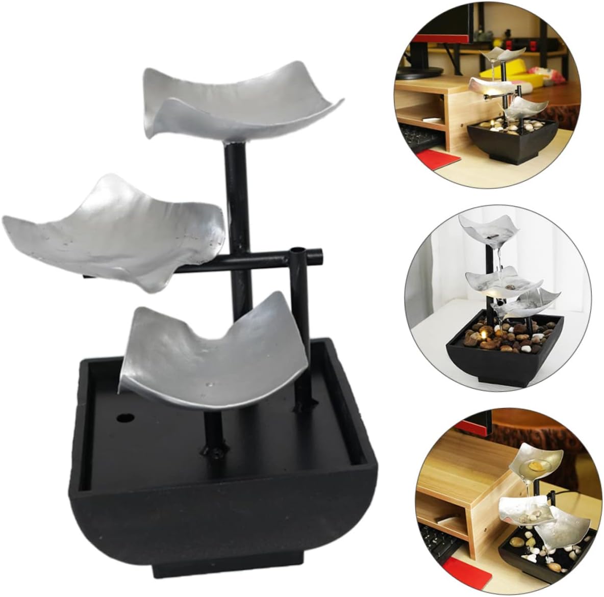 PRETYZOOM Waterfall Tabletop Fountain Indoor Decor
