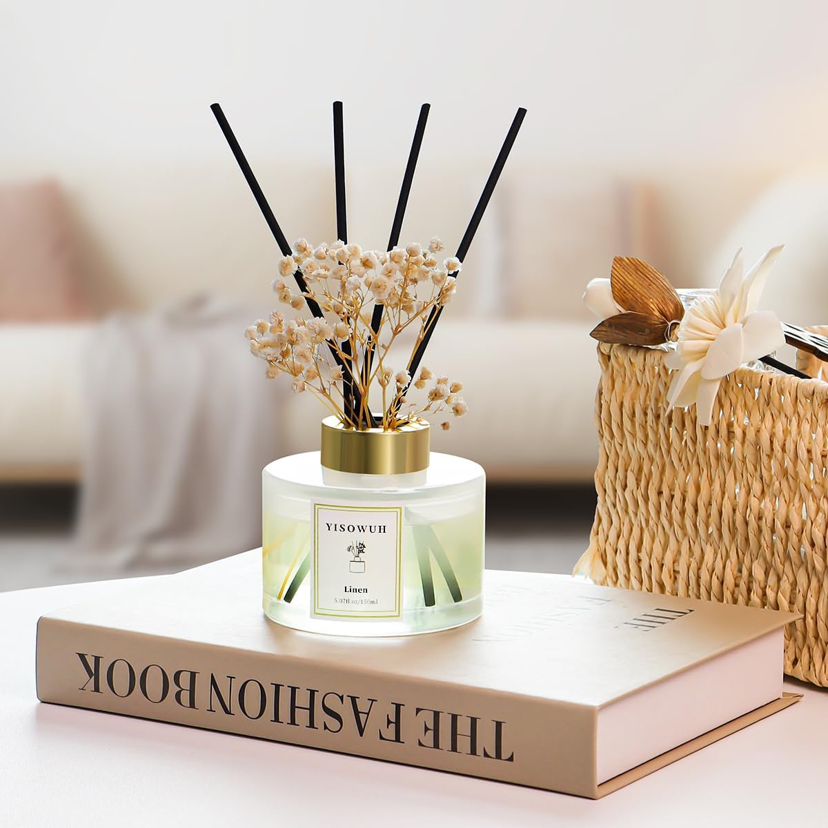 Linen Scent Reed Diffuser Set with 8 Sticks